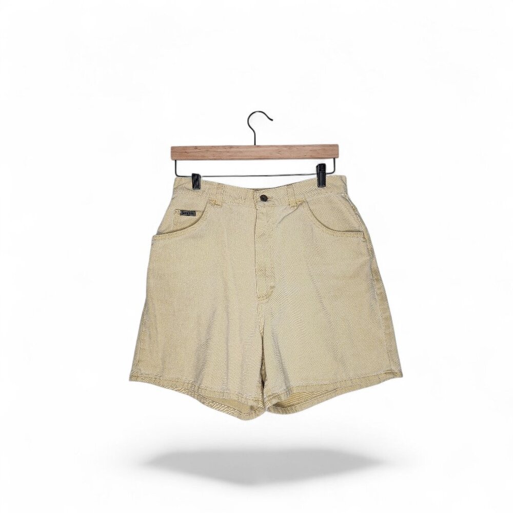 1990s Lee Riveted High Rise Vintage Mom Shorts in Light Tan Size S
